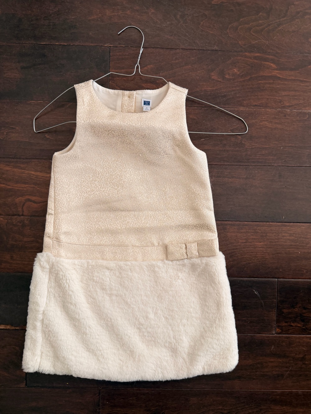 Janie and Jack Cream Textured Dress with Faux-Fur Skirt